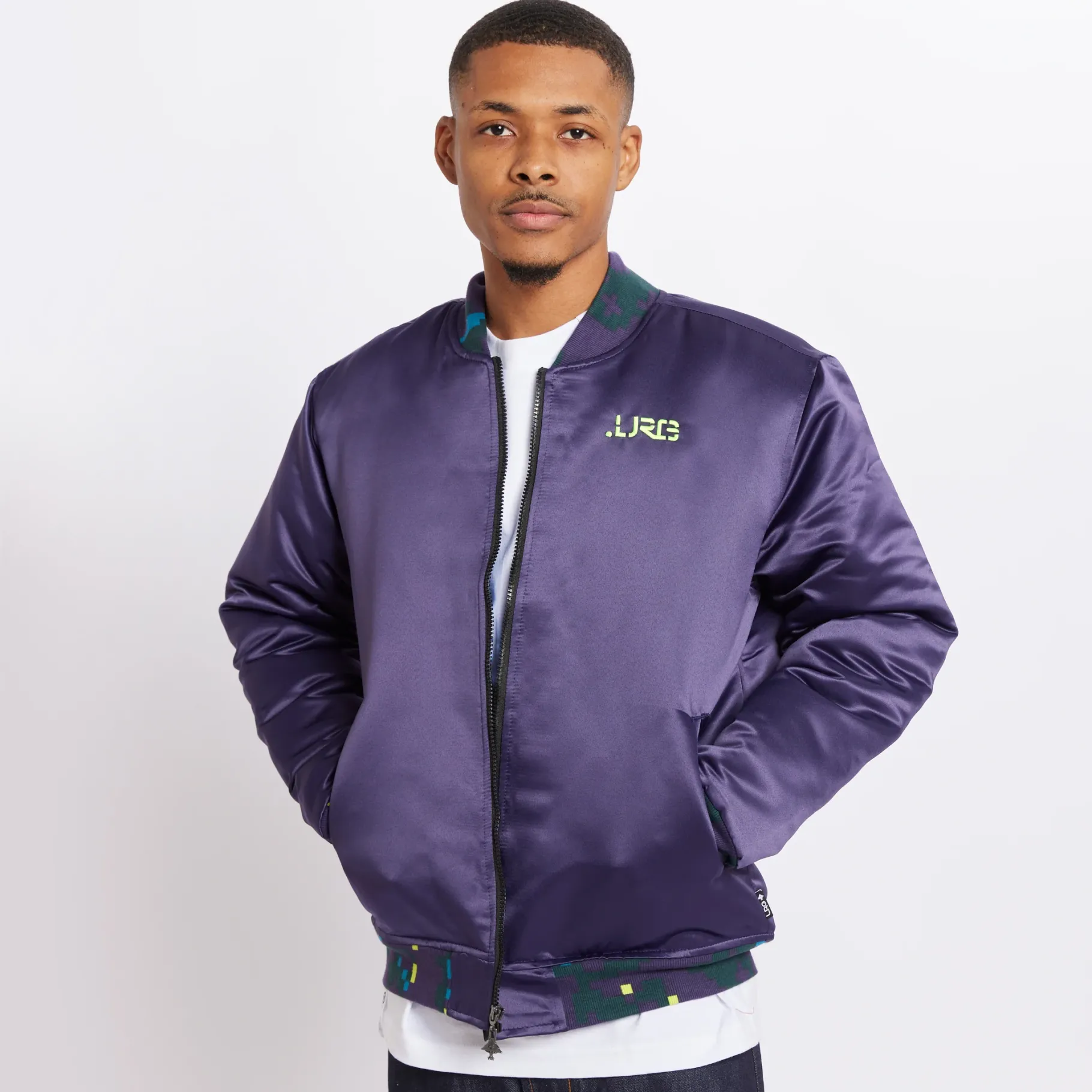 Outerwear>LRG Forever Forward Bomber Jacket Dark Purple