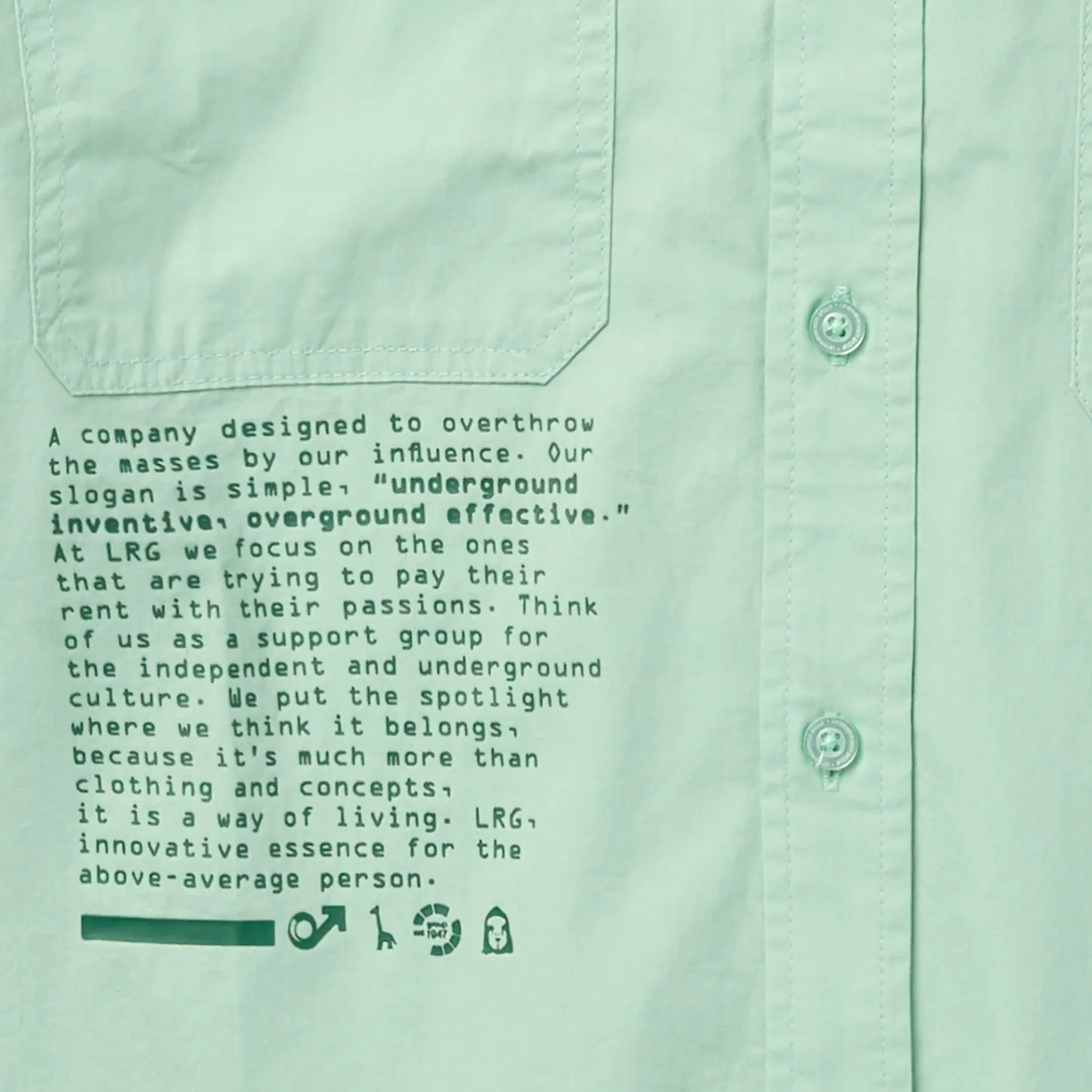 Tops>LRG Overthrow Woven Shirt Light Green
