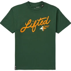 Tees>LRG Split Tree Script Tee Forest Green