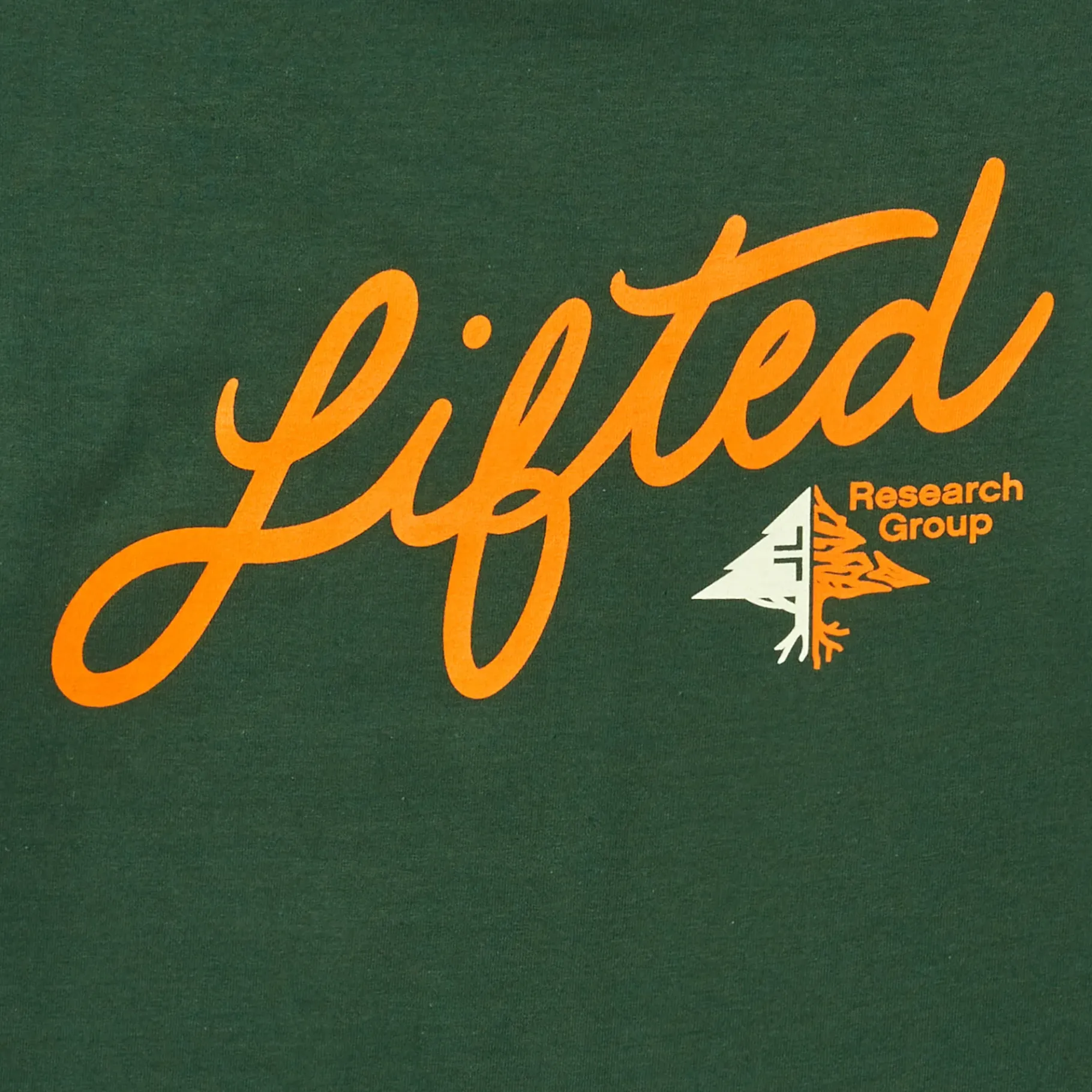 Tees>LRG Split Tree Script Tee Forest Green